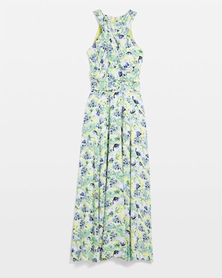 【maison celon】lace belted halter dress Petite Sleeveless Belted Halter Maxi Dress | White House